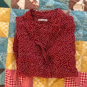 Reformation Red Floral Long Sleeve Buttondown